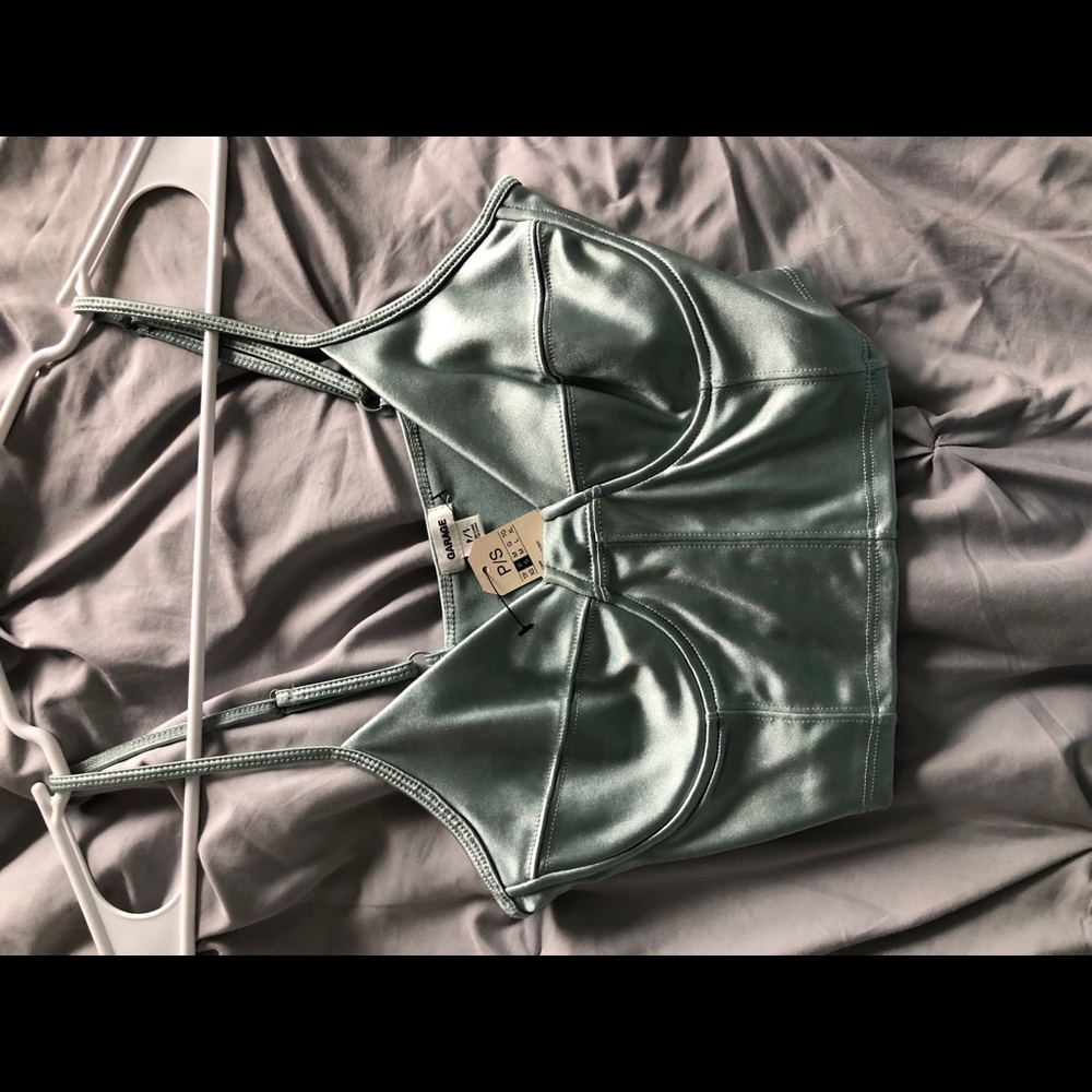Satin bustier in icy blue